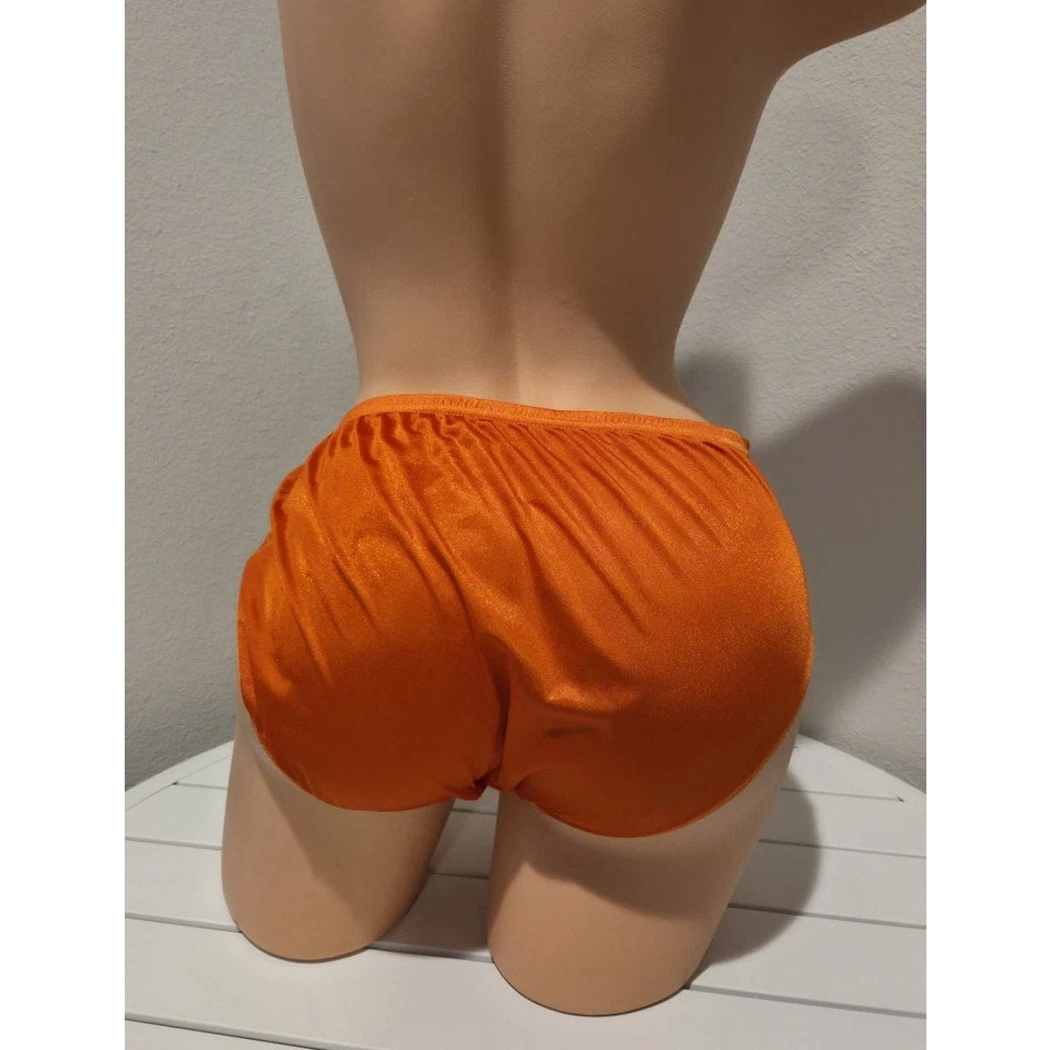 Shadowline 11032 Bikini Panty Shiny Nylon Full Cut Silky Molten Orange