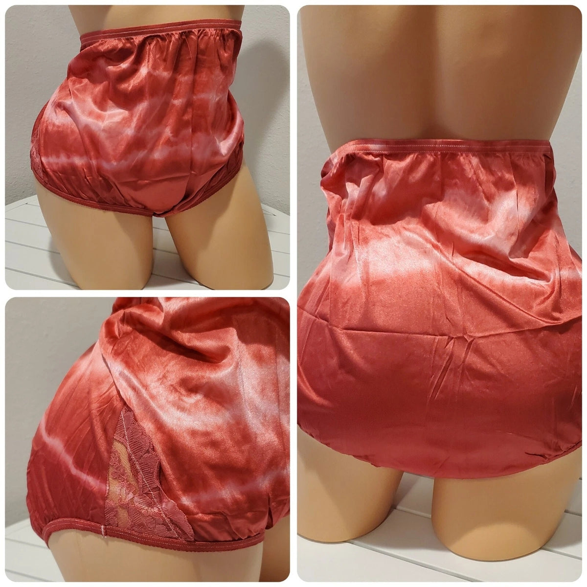 Vanity Fair Lace Nouveau Nylon Full Cut Panty Cranberry Pink Rainbow Shift 11