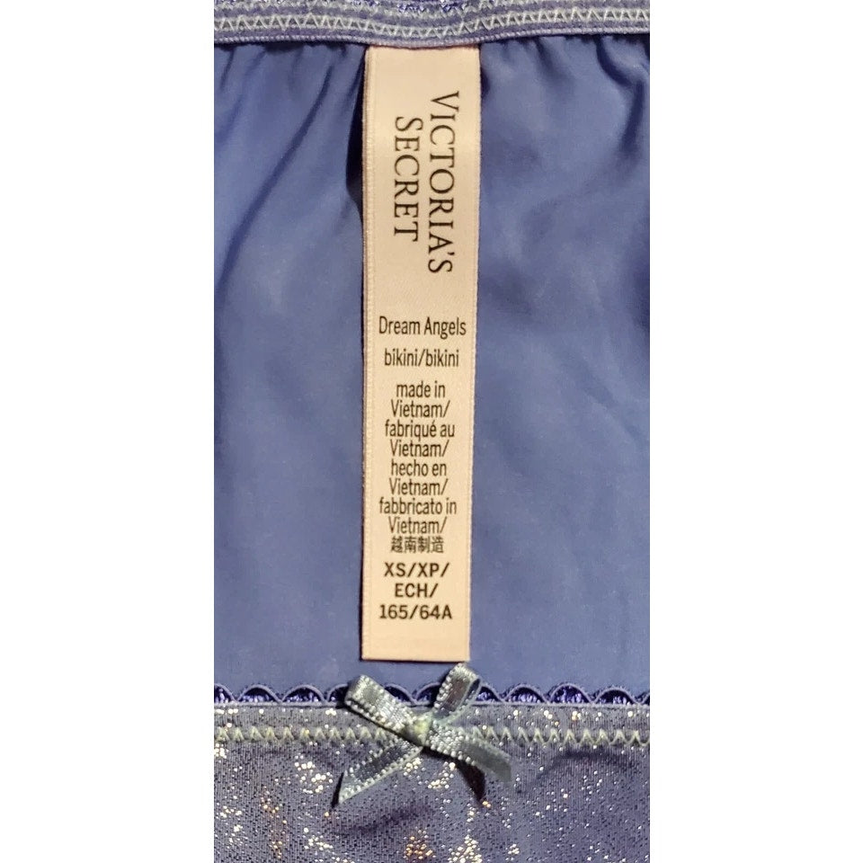 Victoria's Secret Dream Angels String Bikini Panty Shiny Lace Purple Cosmo XS