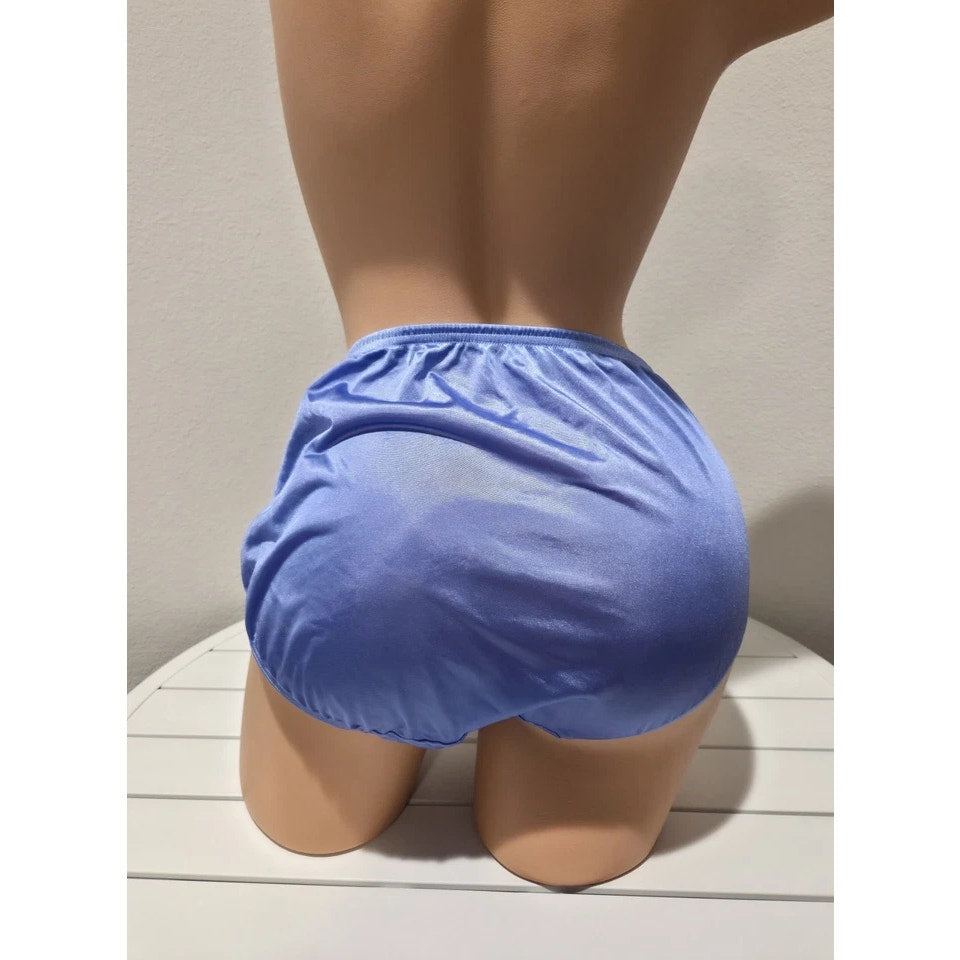 Shadowline 11032 Bikini Panty Shiny Nylon Full Cut Silky Maximum Blue
