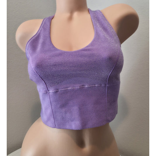 Victoria's Secret PINK Shimmer Plunge Sports Bra Ultraviolet Purple L Star Vintage And More LLC