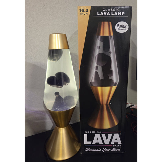 NEW Lava Lamp XL 52 Oz 16.3" Golden Crown Black Lava Clear Liquid Sold Out Star Vintage And More LLC