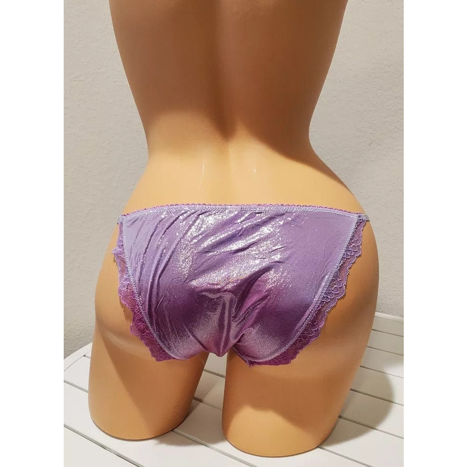 Victoria's Secret Dream Angels String Bikini Panty Shiny Ombre Purple Jam XS