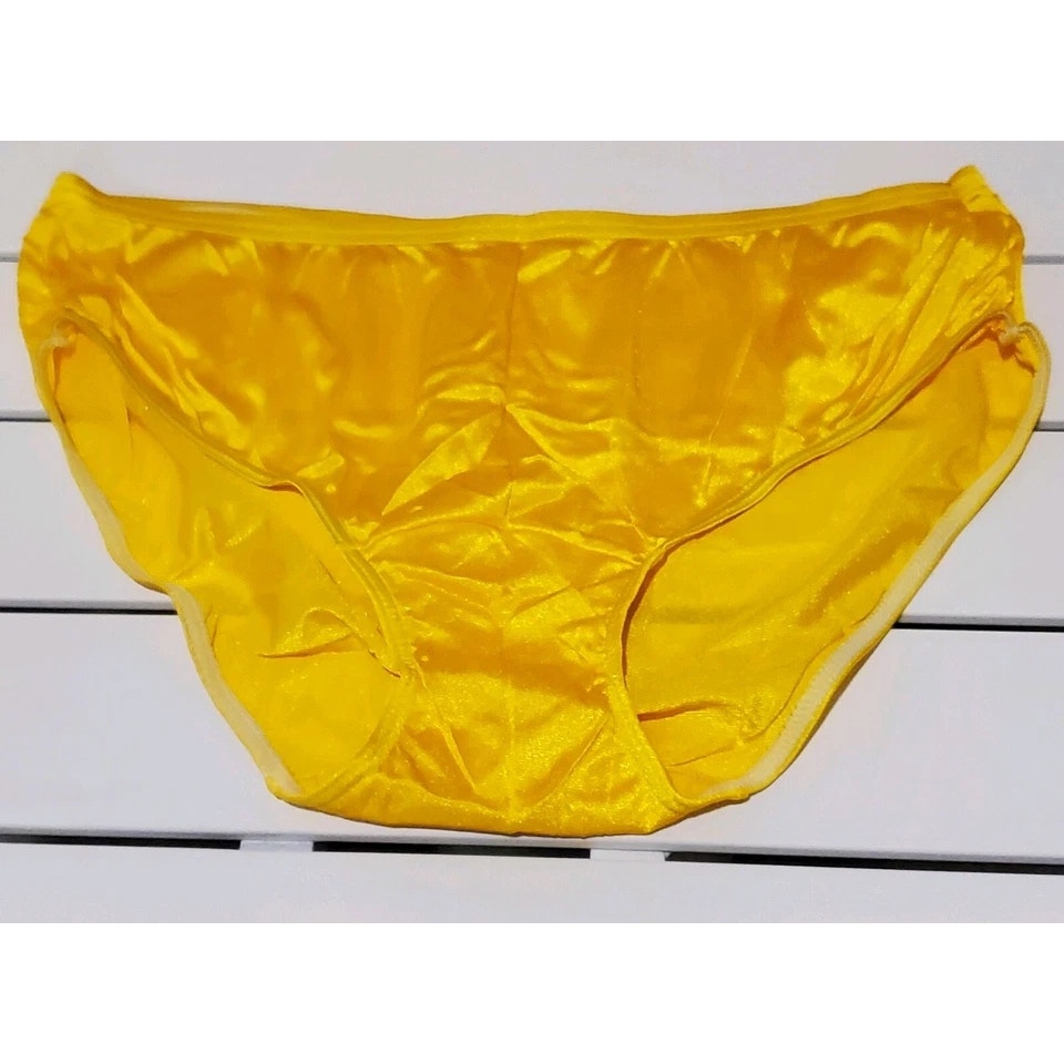 Shadowline 11032 Bikini Panty Shiny Nylon Full Cut Silky Carnation Yellow