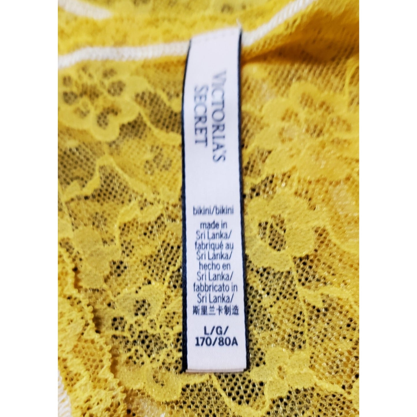 Victoria's Secret Floral Lace Sheer Bikini Panty Tulip Yellow 7/L