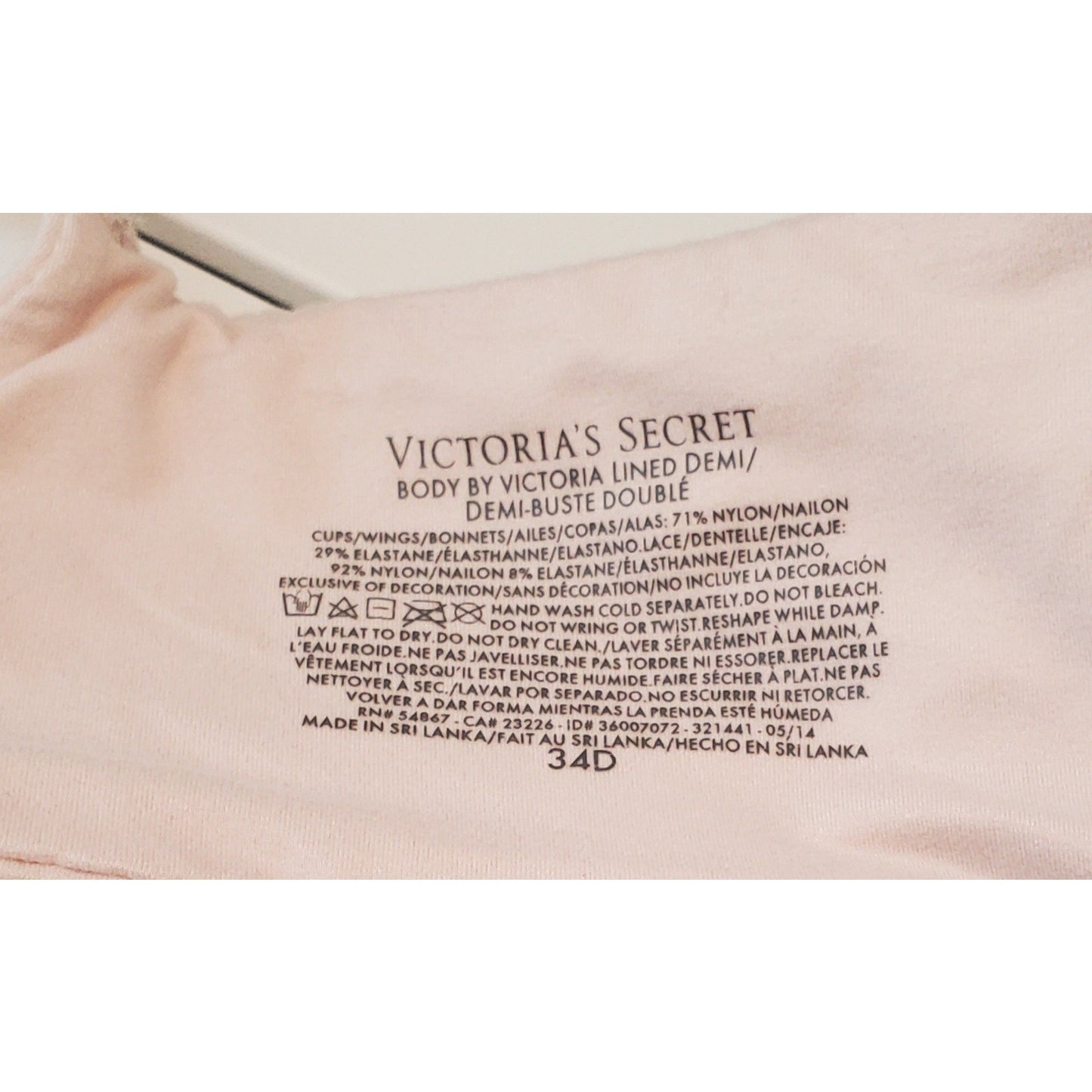 Victoria's Secret Body by Victoria Vintage Shine Lace Push-Up Bra Pink Gray 34D