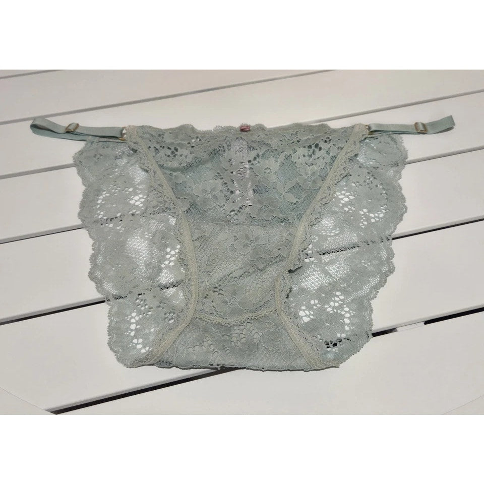 Victoria's Secret Dream Angels String Bikini Panty All Lace Seabreeze Blue 8/XL