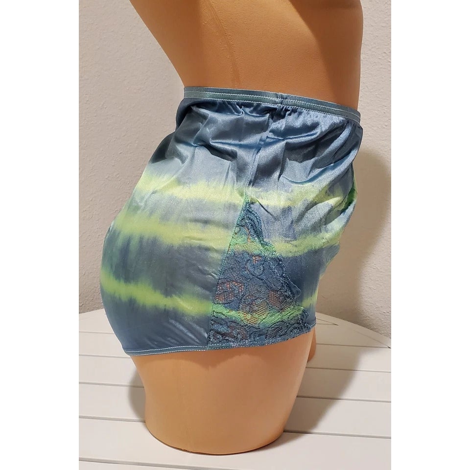 Shadowline 17082 Full Cut Brief Nylon Lace Panty Rainbow Shift Green On Green 7