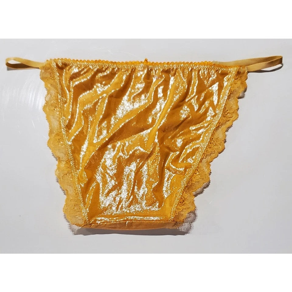 Victoria's Secret Dream Angels String Bikini Panty Shiny Lace Orange Ecstasy XS