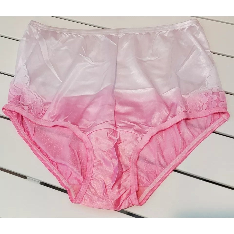 Vanity Fair Lace Nouveau Nylon Full Cut Panty Lace Shiny Ombre Pink Princess