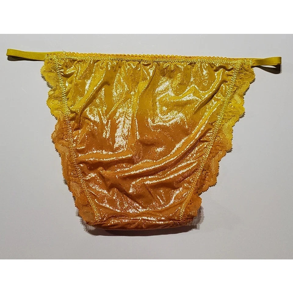 Victoria's Secret Dream Angels String Bikini Panty Shiny Sunrise Yellow Orange
