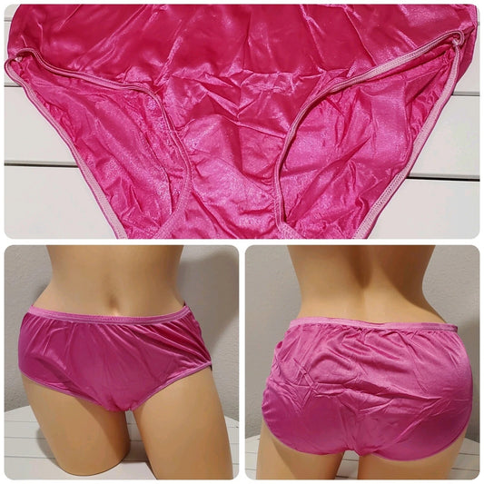 Shadowline 11032 Bikini Panty Shiny Nylon Full Cut Silky Electric Pink - Star Vintage & More Star Vintage And More LLC