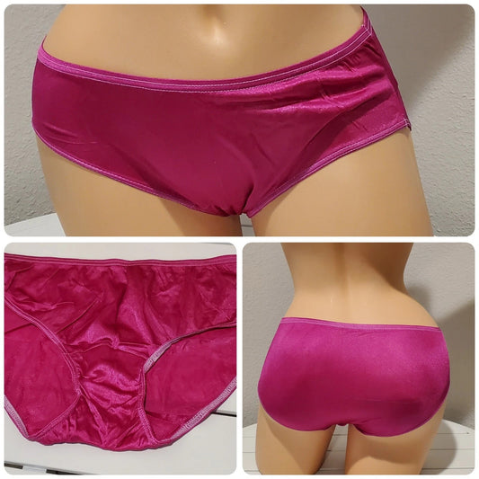 Shadowline 11032 Bikini Panty Shiny Nylon Full Cut Silky Pink Love - Star Vintage & More Star Vintage And More LLC