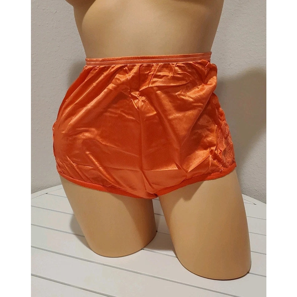 Vanity Fair Lace Nouveau Nylon Full Cut Panty Lace Shiny Orange PSL