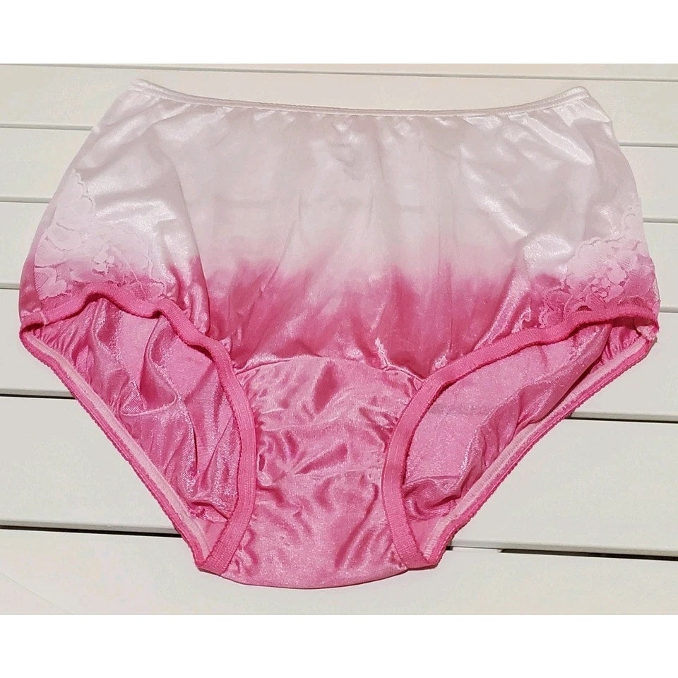 Vanity Fair Lace Nouveau Nylon Full Cut Panty Lace Shiny Ultimate Pink Static