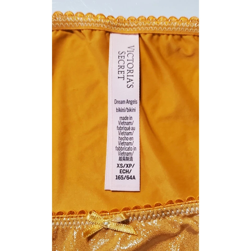 Victoria's Secret Dream Angels String Bikini Panty Shiny Lace Orange Ecstasy XS
