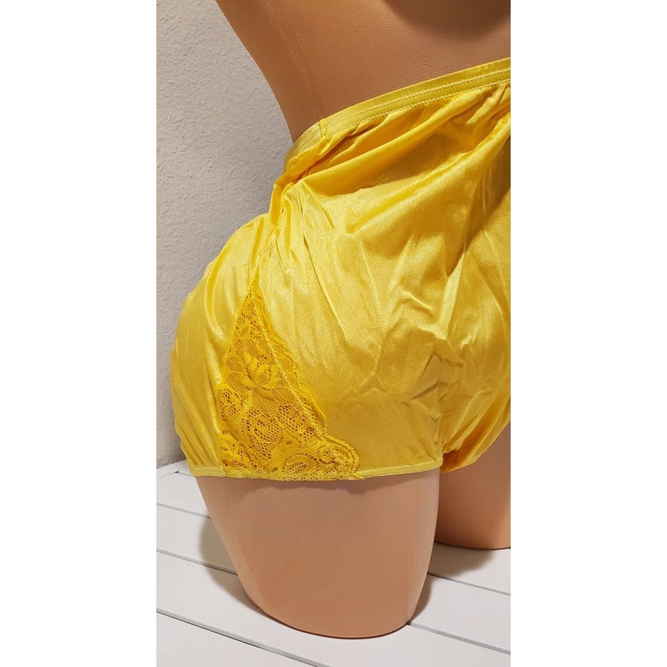 Shadowline 17082 Full Cut Brief Nylon Lace Full Cut Panty Tulip Yellow