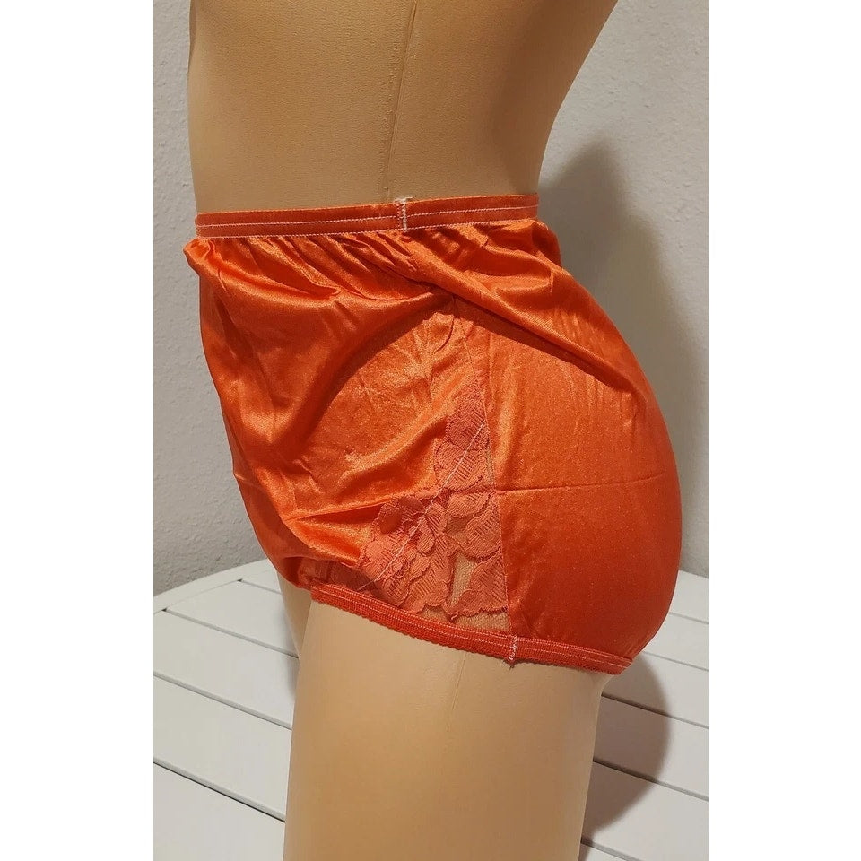 Vanity Fair Lace Nouveau Nylon Full Cut Panty Lace Shiny Orange Creamsicle