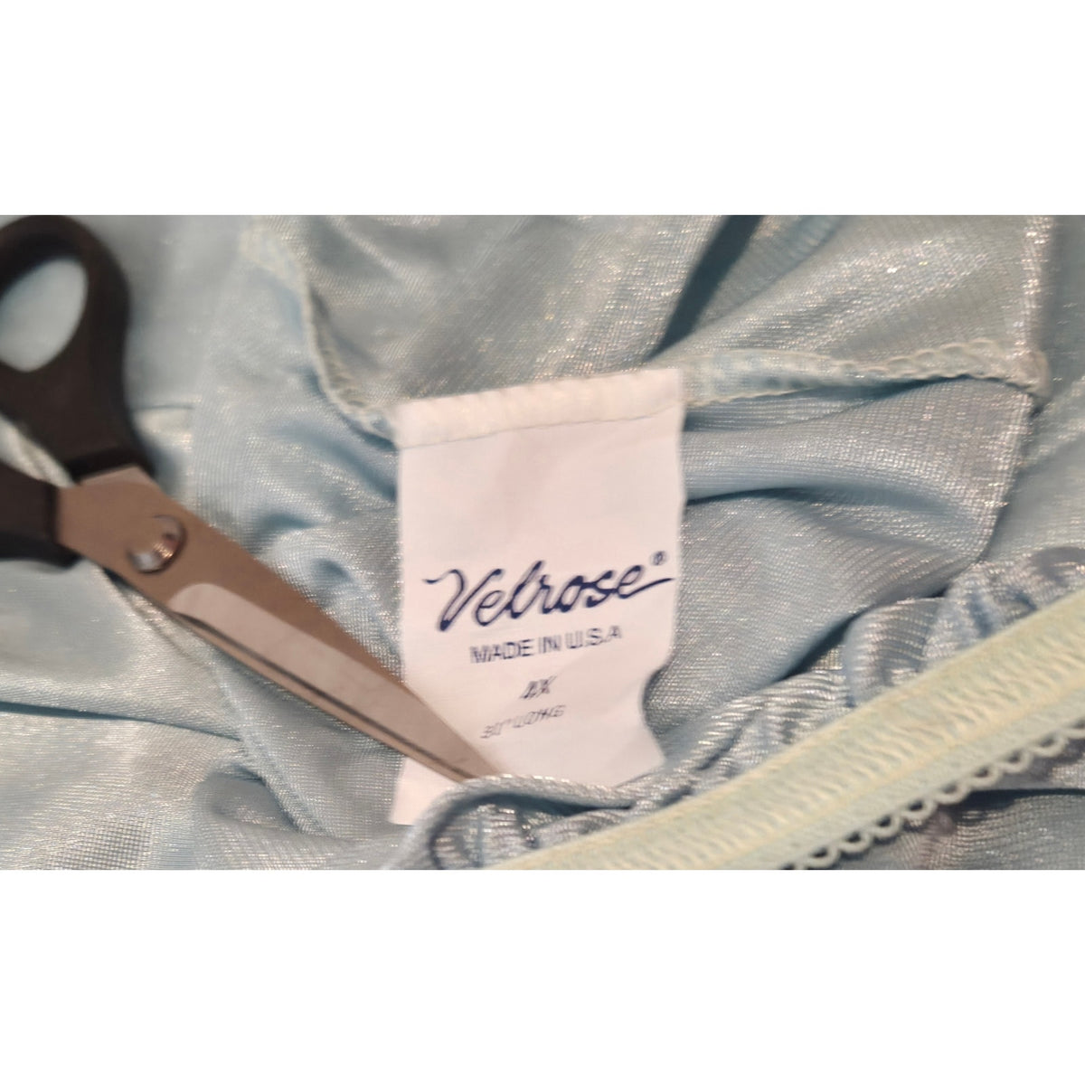Velrose Vintage Nylon Full Slip Lace Trim Baby Blue 4XL 31" Made in USA