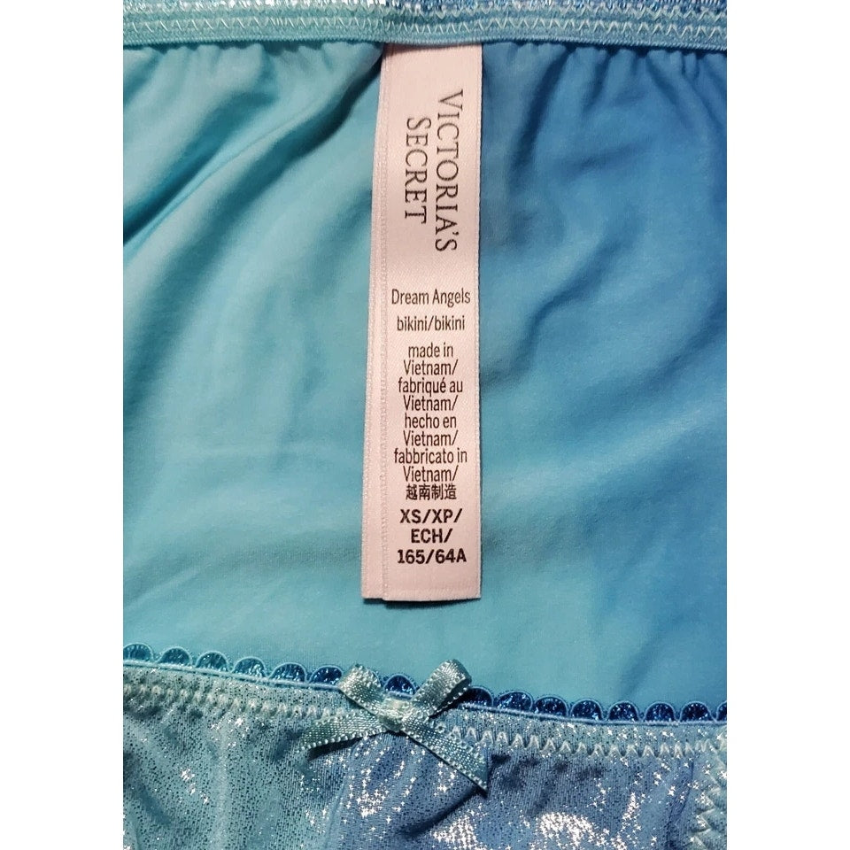 Victoria's Secret Dream Angels String Bikini Panty Cold As Ice Blue Side Kick XS