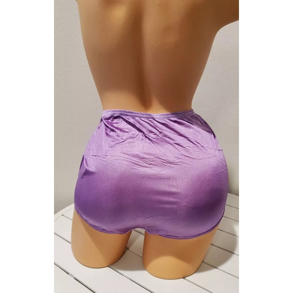 Vanity Fair Lace Nouveau Nylon Full Cut Panty Lace Shiny Grape Purple