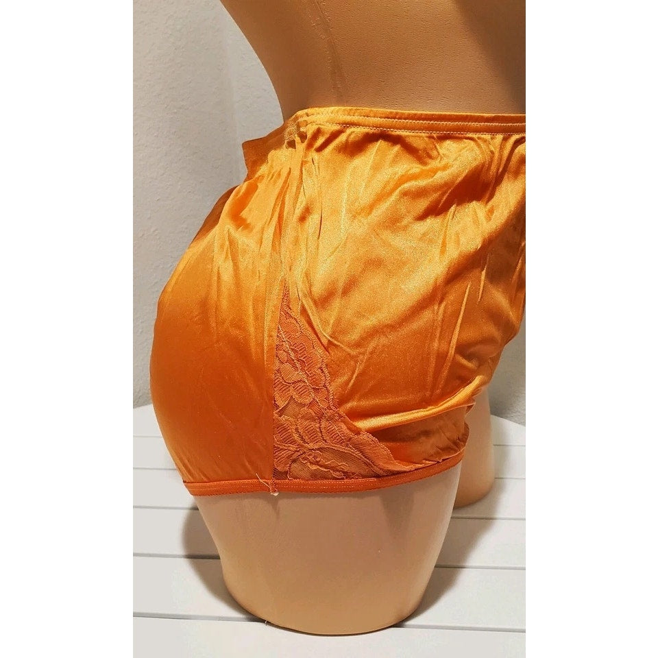 Vanity Fair Lace Nouveau Nylon Full Cut Panty Lace Shiny Amber Orange