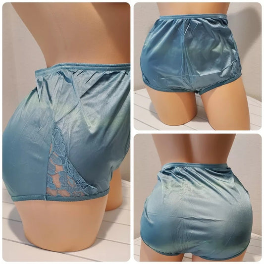 Vanity Fair Lace Nouveau Nylon Full Cut Panty Shiny Green On Green Rainbow Shift Star Vintage And More LLC