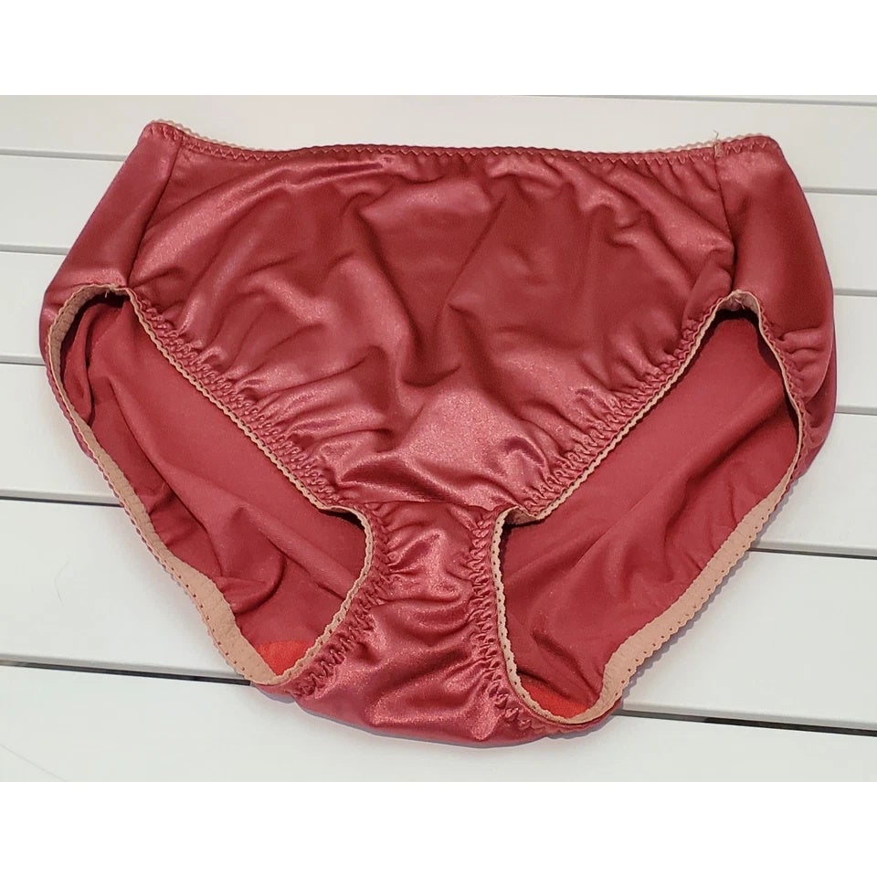 Vanity Fair 48301 Nylon Satin Stretch Hi Cut Brief Panty Crown Dahlia Pink 9/2XL