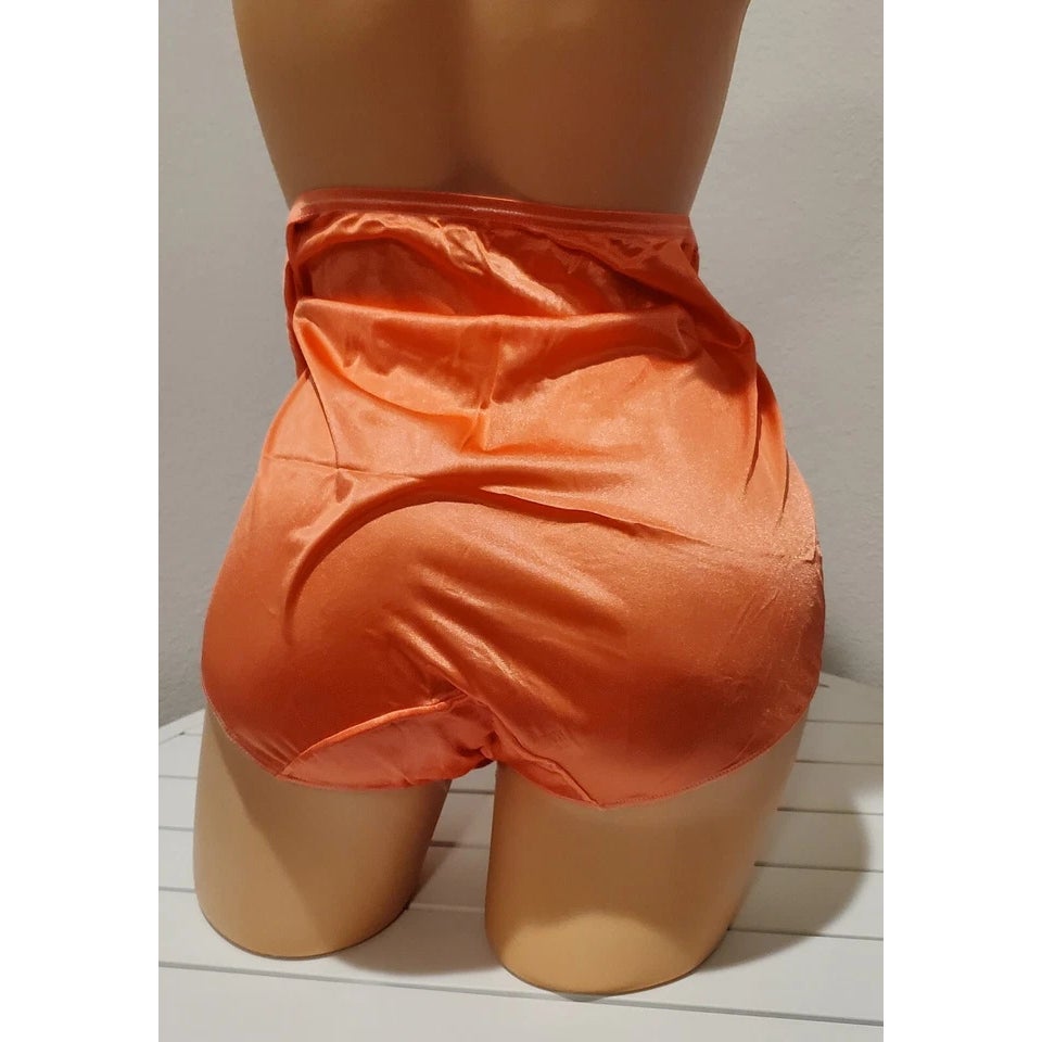 Shadowline 17082 Full Cut Brief Nylon Lace Full Cut Panty PSL Orange 9/2XL
