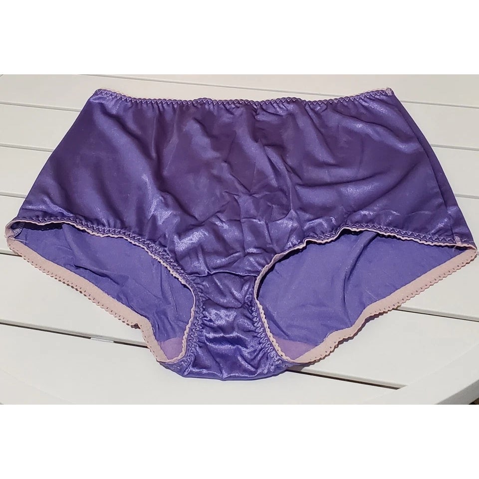 Vanity Fair 40301 Full Coverage Brief Panty Nylon Jasmine Purple Pink Trim 10