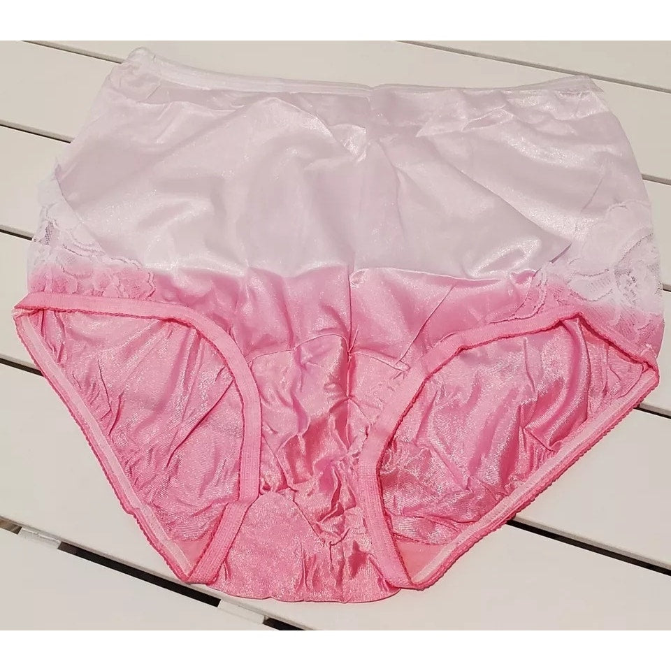 Vanity Fair Lace Nouveau Nylon Full Cut Panty Lace Shiny Ombre Pink Sugar