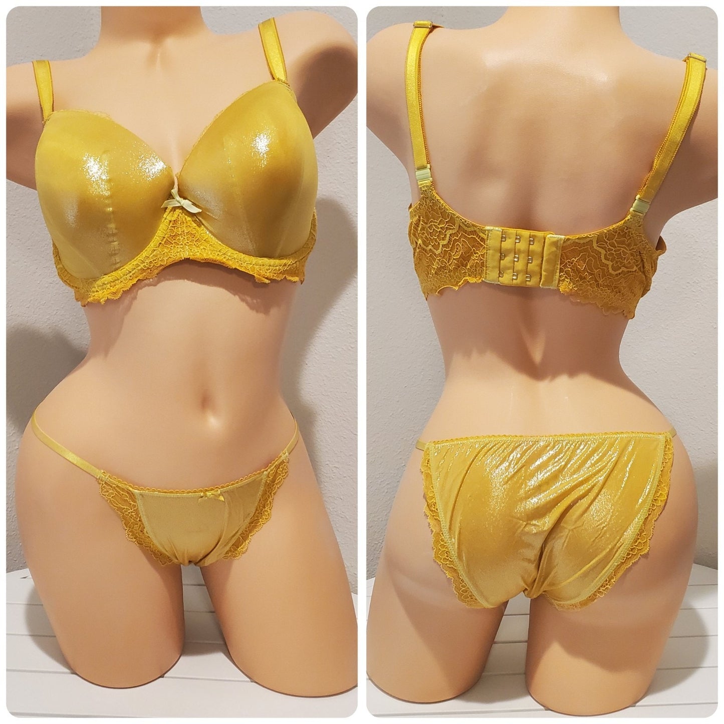 Victoria's Secret Dream Angels Bra String Bikini Set Shiny 36DD 6/M Very YELLOW