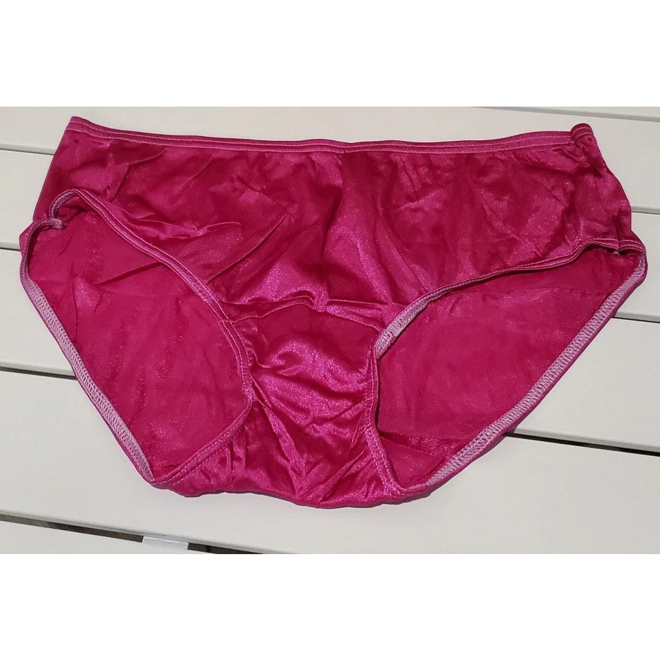 Shadowline 11032 Bikini Panty Shiny Nylon Full Cut Silky Pink Love