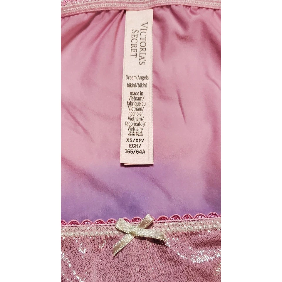 Victoria's Secret Dream Angels String Bikini Panty Shiny Ombre Cotton Candy XS