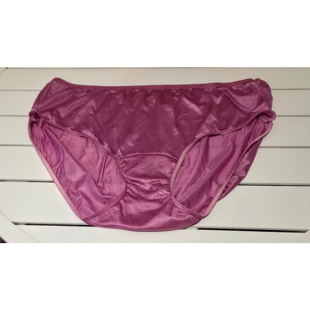 Shadowline 11032 Bikini Panty Shiny Nylon Full Cut Silky Dragonfruit Pink 9/2XL