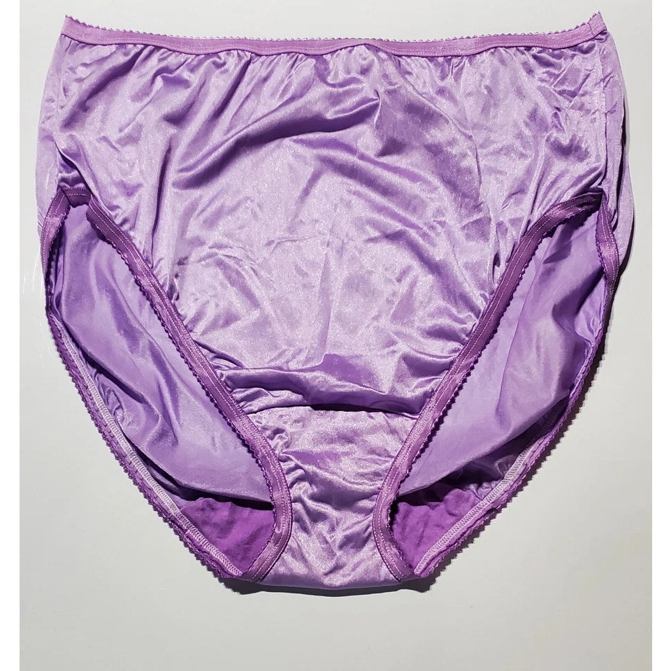 Shadowline 17842 Women's Hi Cut Panty Nylon Brief Full Coverage Purple Foxglove