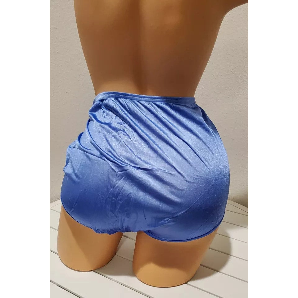 Vanity Fair Lace Nouveau Nylon Full Cut Panty Lace Shiny Egyptian Blue