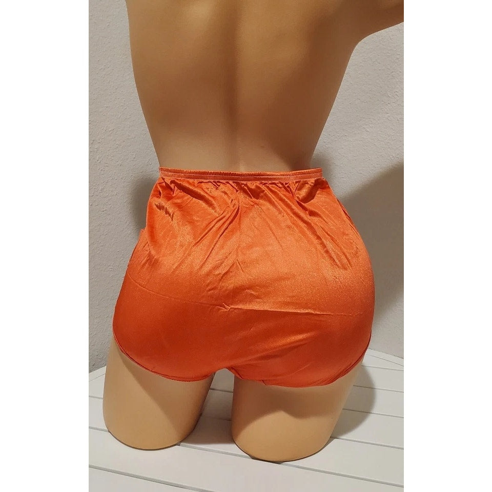 Vanity Fair Lace Nouveau Nylon Full Cut Panty Lace Shiny Orange Creamsicle