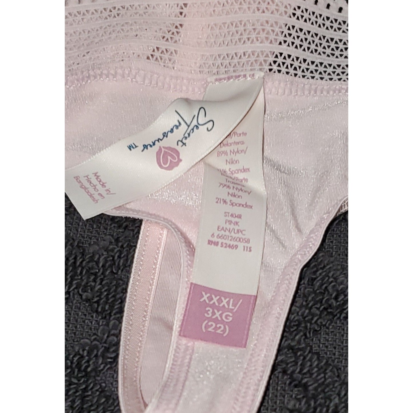 Secret Treasures Satin Stretch Thong Panty Shiny Lace Leopard Print Pink 10/3XL