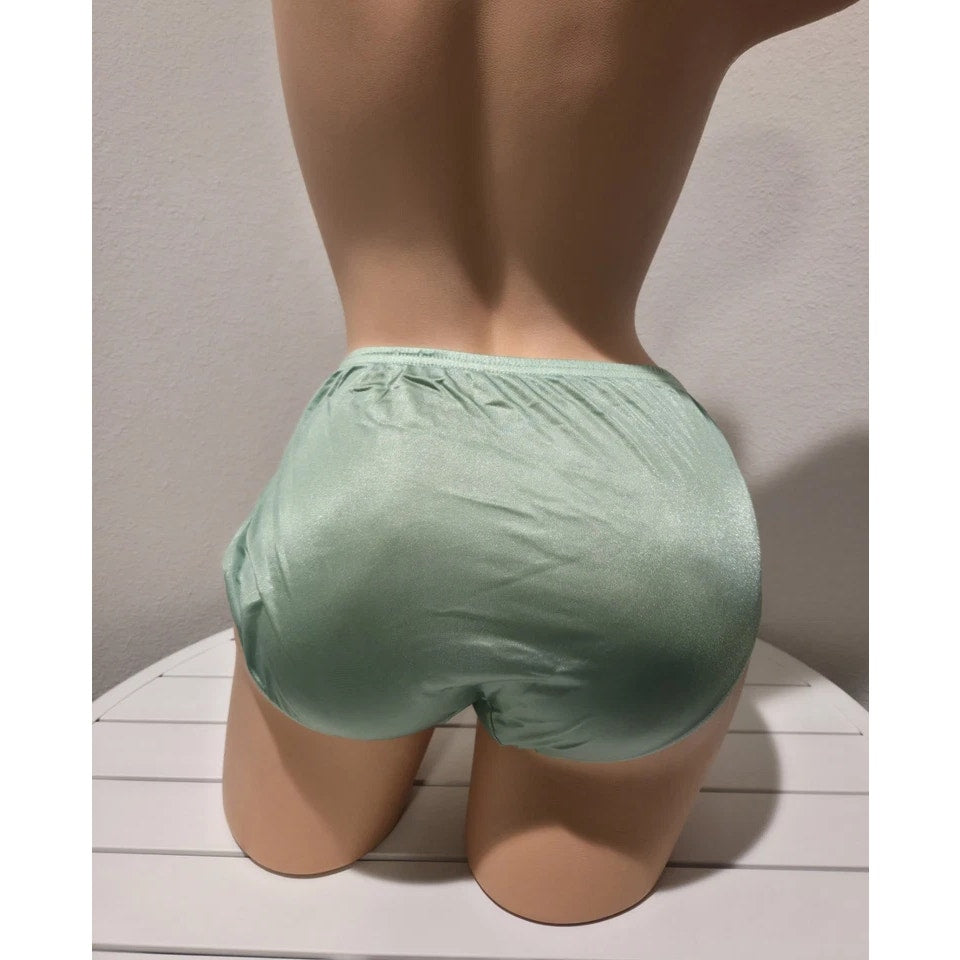Shadowline 11032 Bikini Panty Shiny Nylon Full Cut Silky Green Popstar