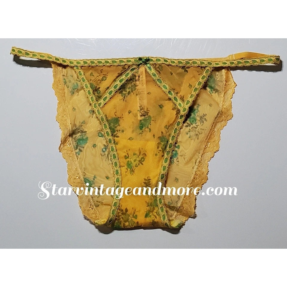 Victoria's Secret Dream Angels Bikini Panty Sheer Floral Print Naples Yellow 8