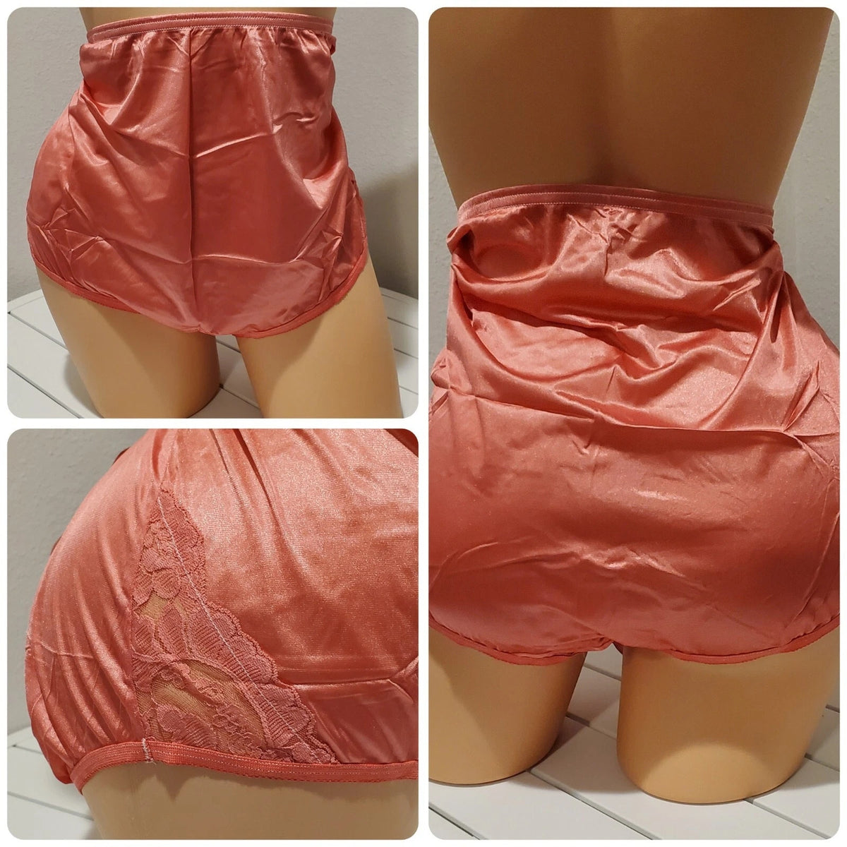 Vanity Fair Lace Nouveau Nylon Full Cut Panty Lace Shiny Cranberry Pink 10/3XL