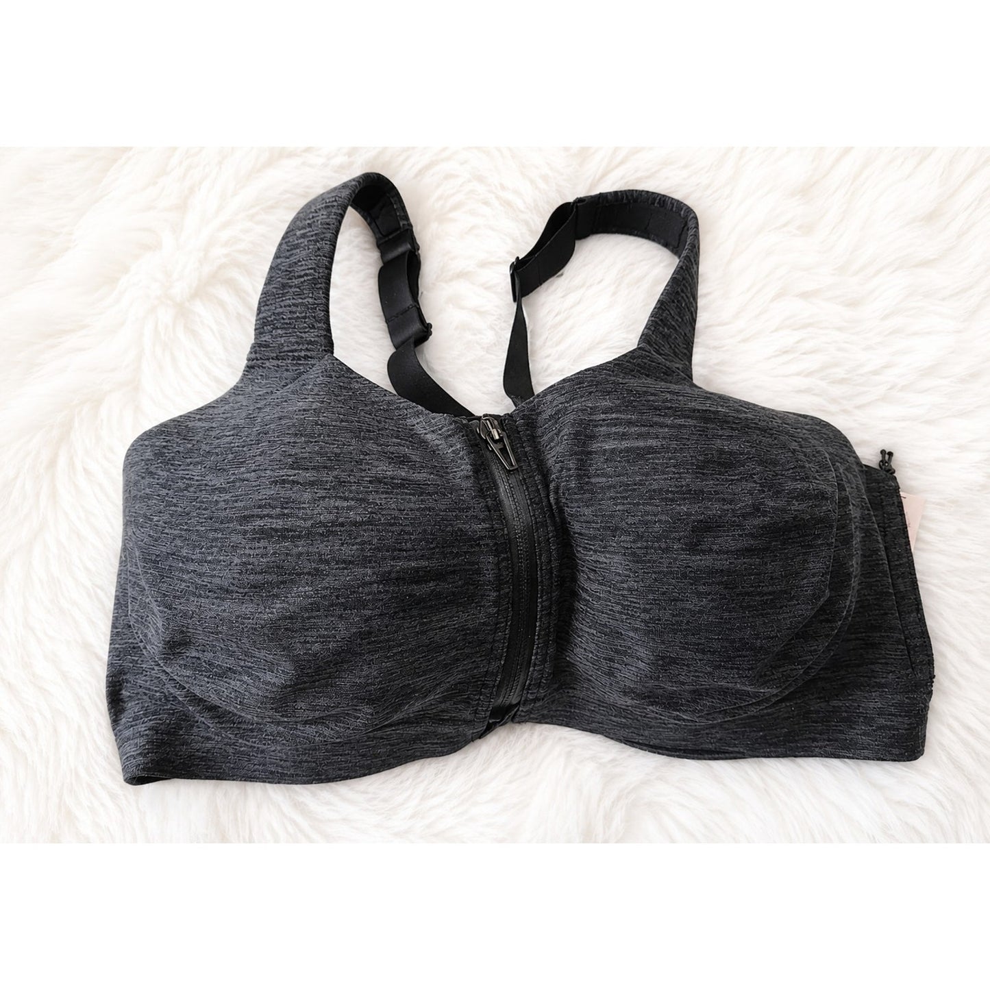 Victoria's Secret Knockout Front-Close Sports Bra Black Marl 38DDD