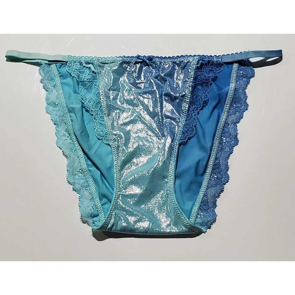 Victoria's Secret Dream Angels String Bikini Panty Cold As Ice Blue Side Kick XS
