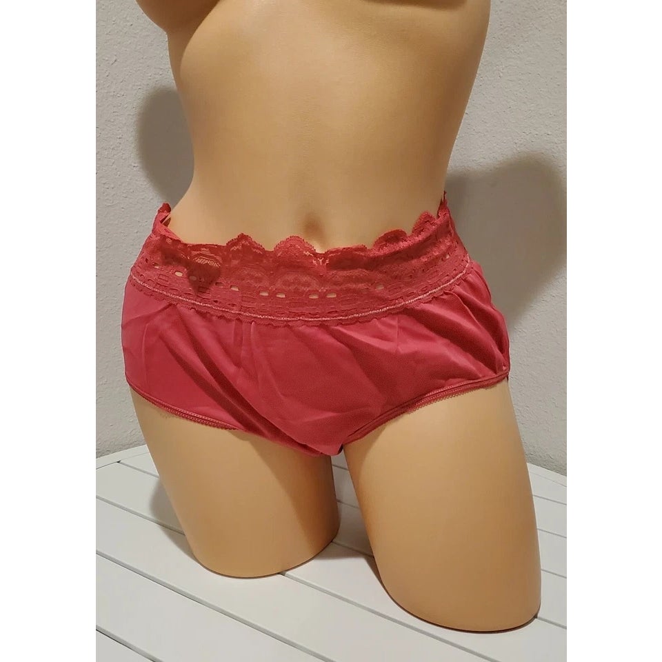 Olga Secret Hug Full Coverage Brief Panty Nylon Pink Blush 8/XL