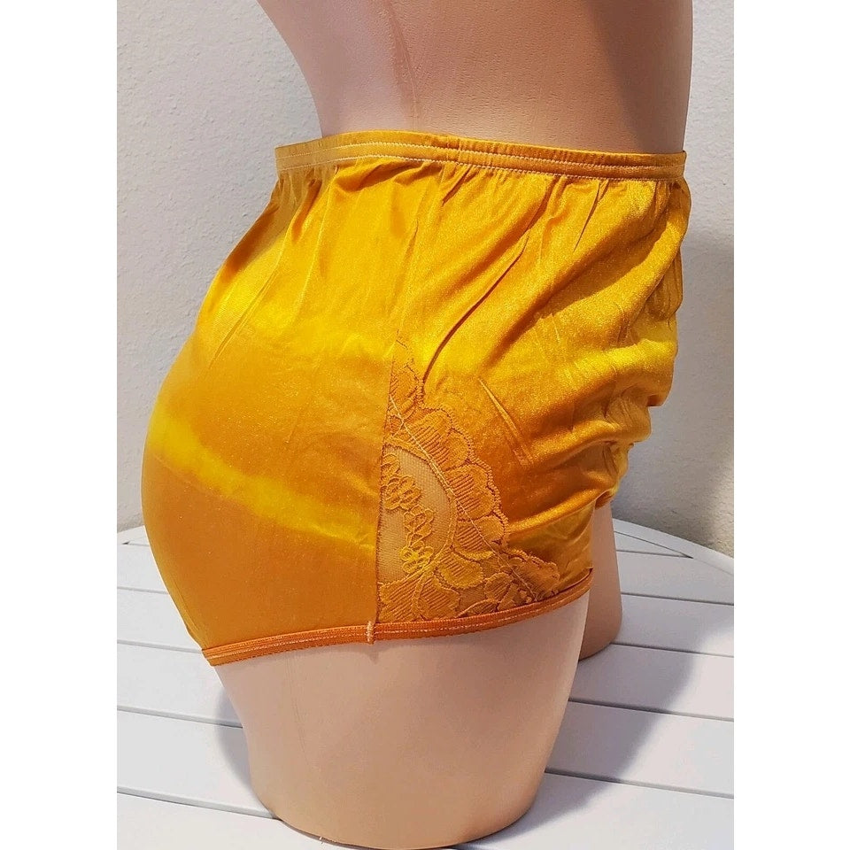 Vanity Fair Lace Nouveau Nylon Full Cut Panty Rainbow Shift Yellow On Orange 6/M