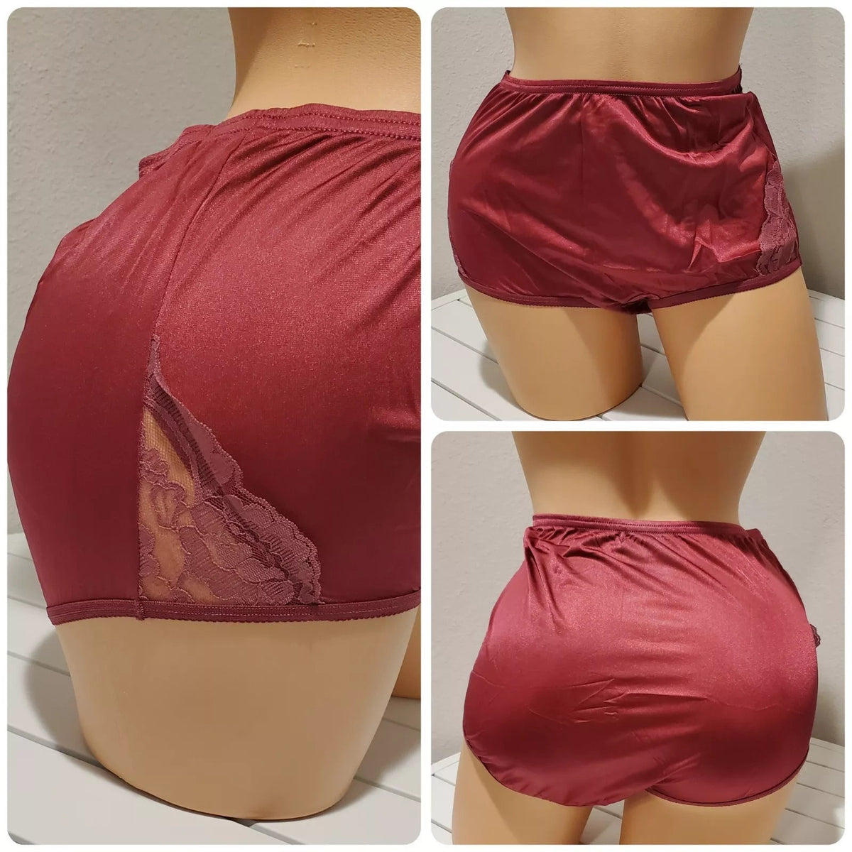 Vanity Fair Lace Nouveau Nylon Full Cut Panty Lace Shiny Cake Pink - Star Vintage & More