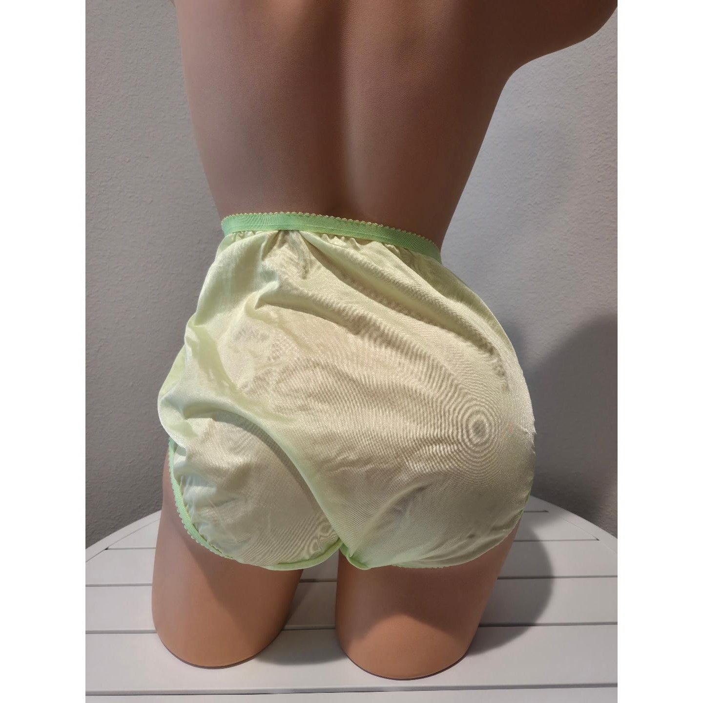 Shadowline 17842 Women's Hi Cut Panty Nylon Brief Full Coverage Lime Green