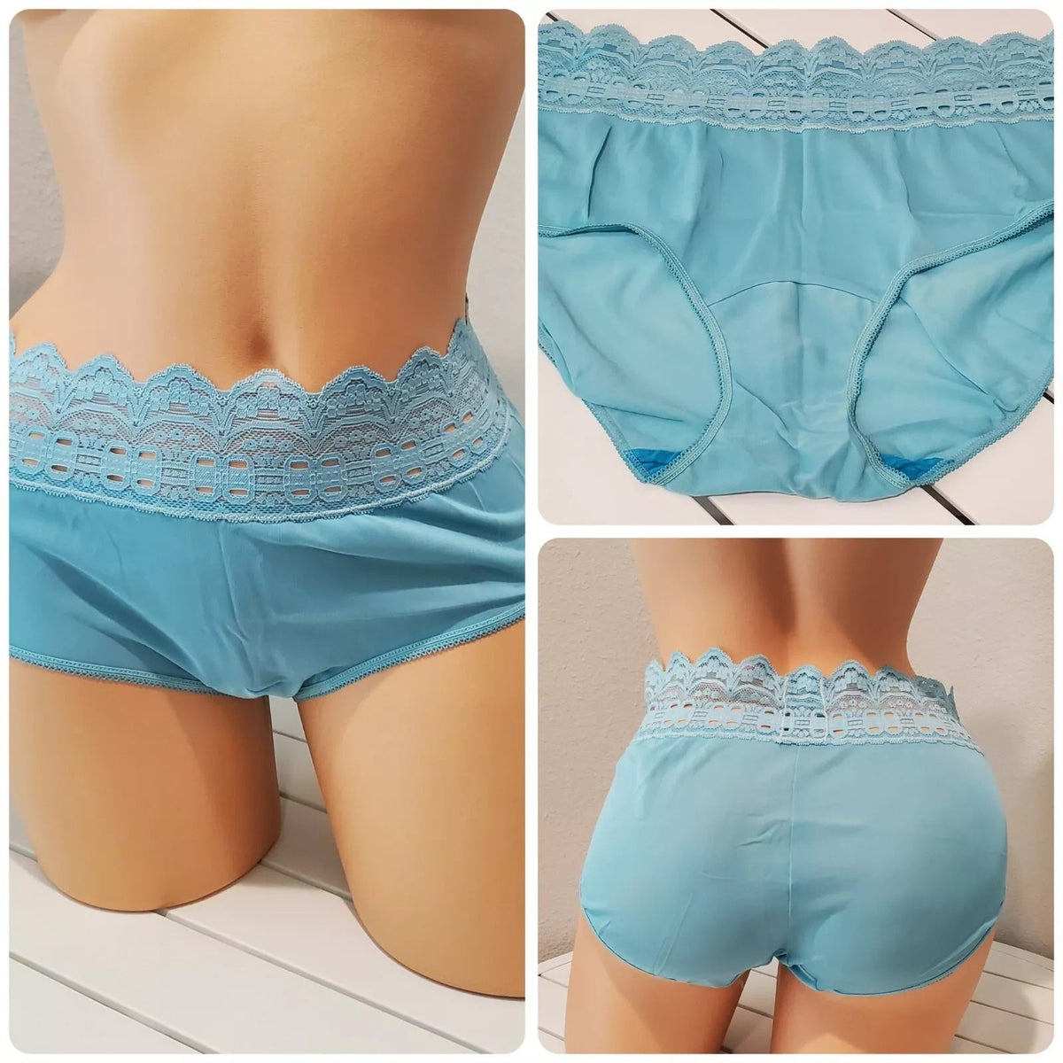 Olga Secret Hug Full Coverage Brief Panty Nylon Silky Clear Blue