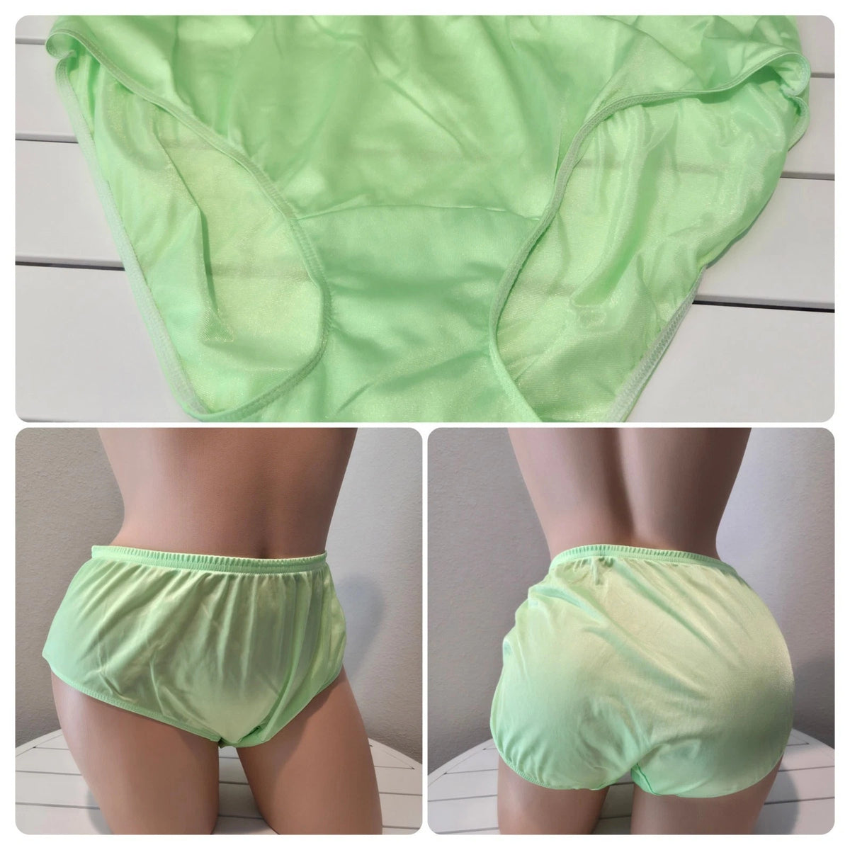 Shadowline 11032 Bikini Panty Shiny Nylon Full Cut Silky Green Poison Apple